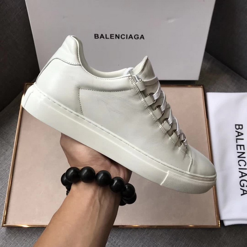 BALENCIAGA Men's Arena Leather Sneakers White